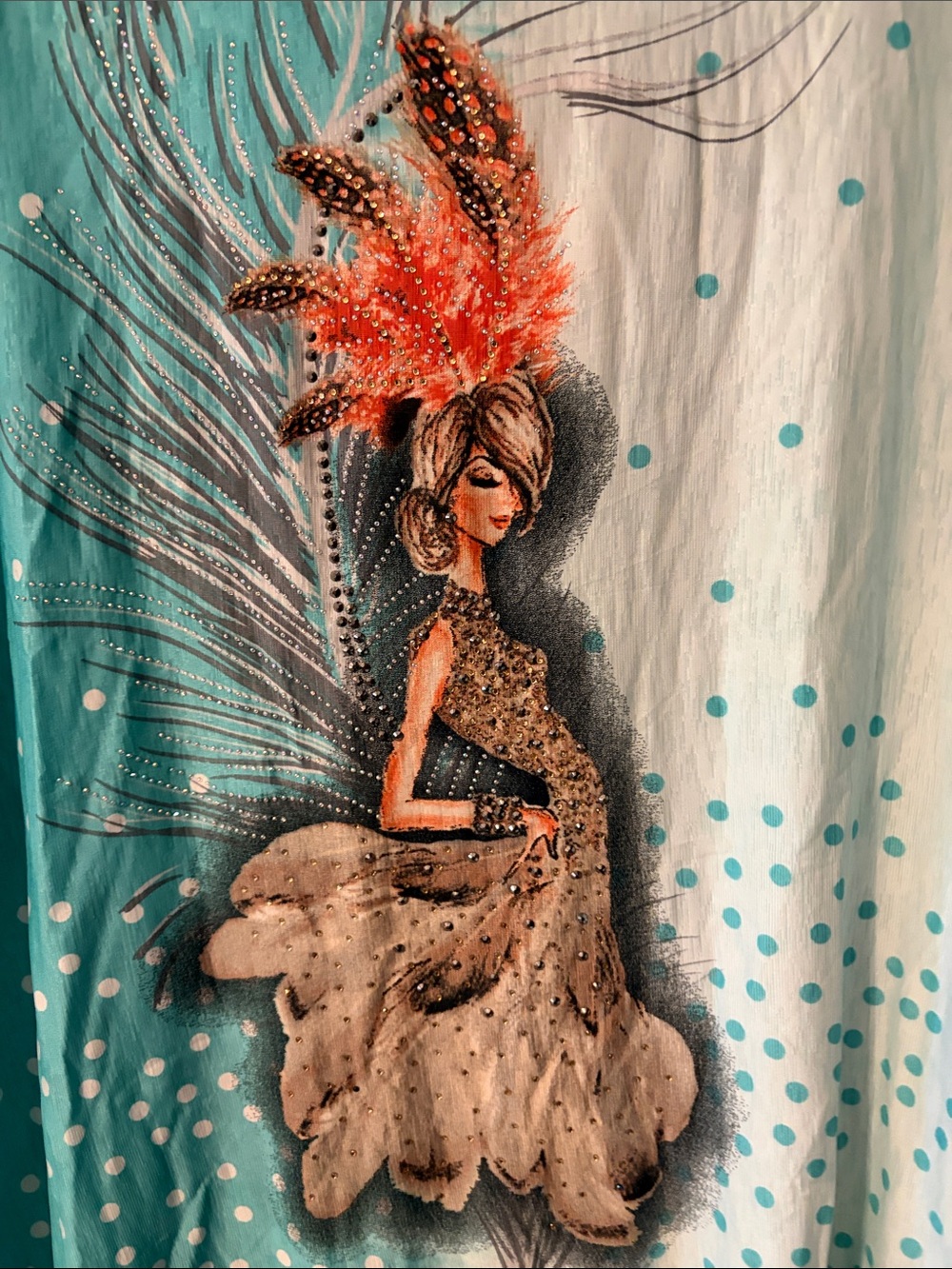 Mint Rhinestone Graphic Top Mint - Picture 2 of 4